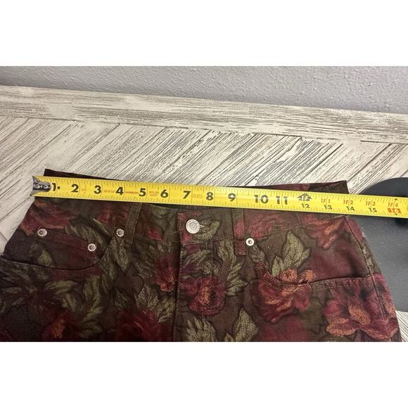 Vtg Halston Jeanswear Floral Print High Rise Cropped Denim Pant Size 8 - Picture 3 of 7